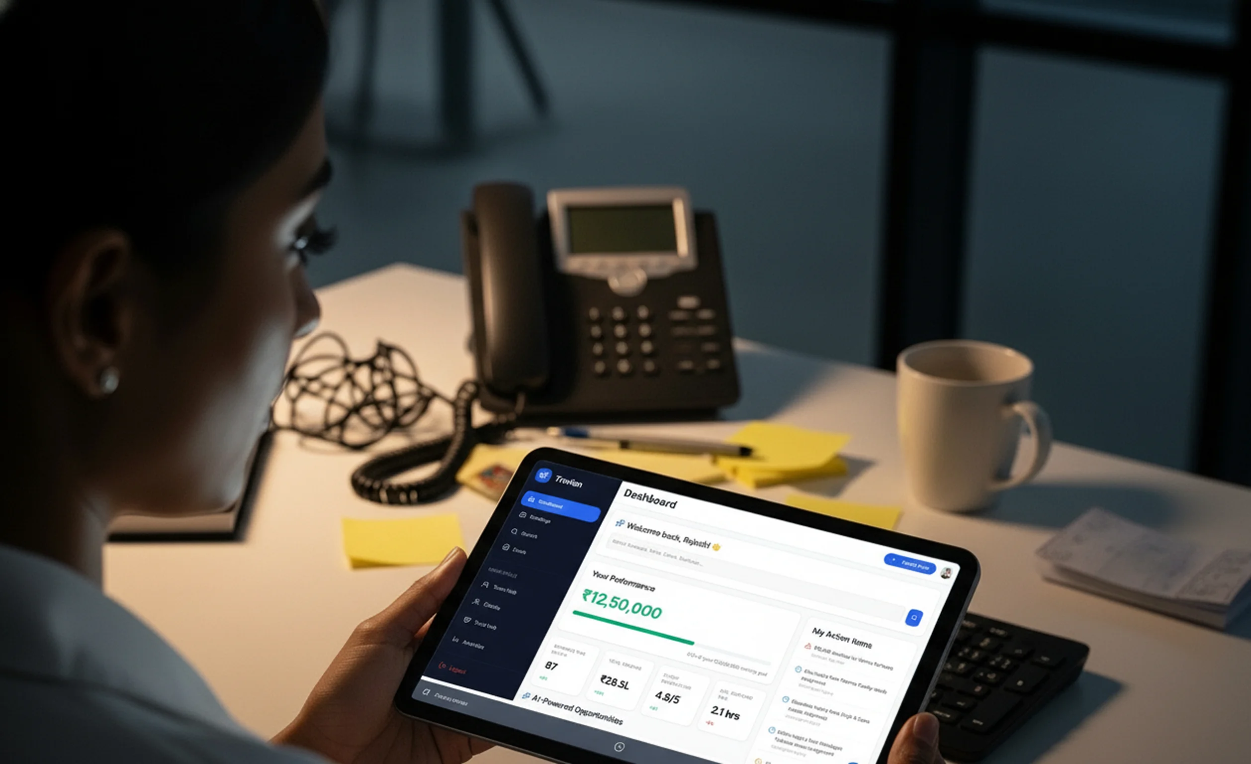 A detailed user journey map and persona cards laid out on a desk.